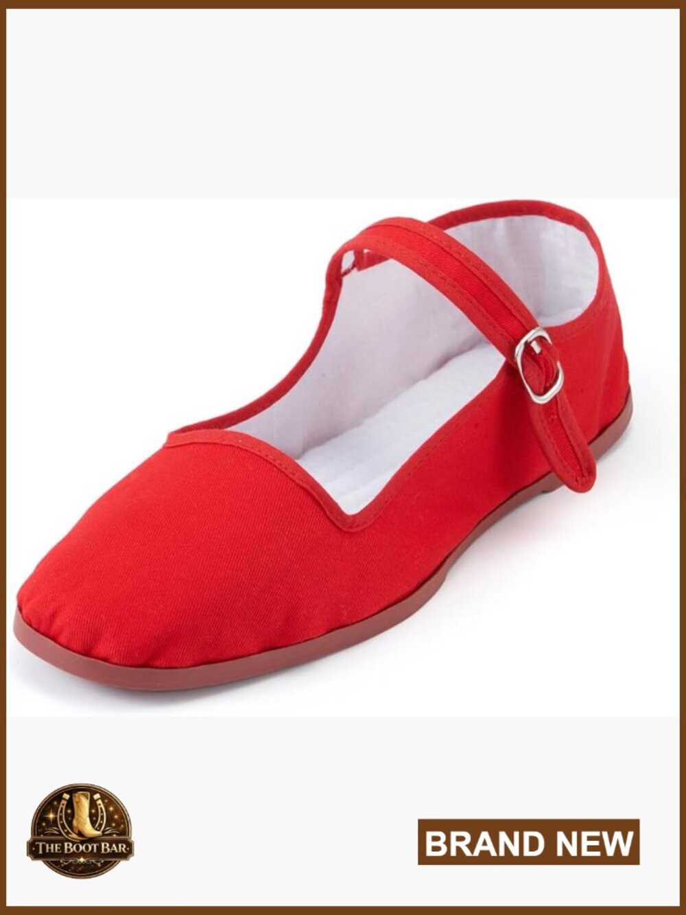Classic Mary Jane Flats - Soft Cotton, Rubber Sole, Square Toe, Lightweight,